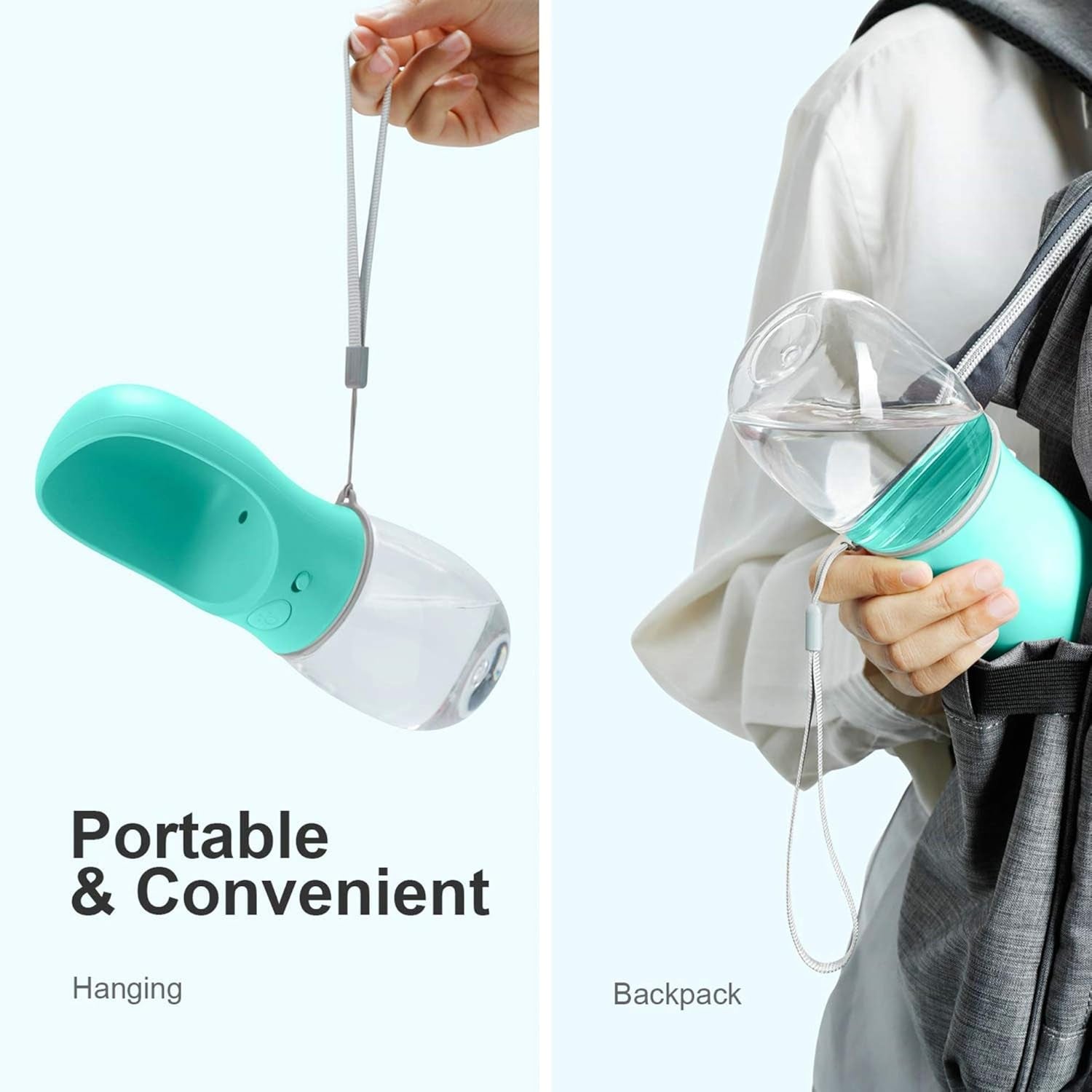 Portable Leak-Proof Dog Water Bottle with Drinking Feeder for Travel - 12oz Teal