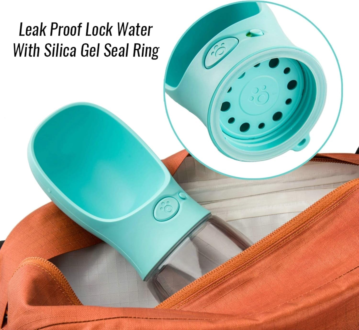 Portable Leak-Proof Dog Water Bottle with Drinking Feeder for Travel - 12oz Teal