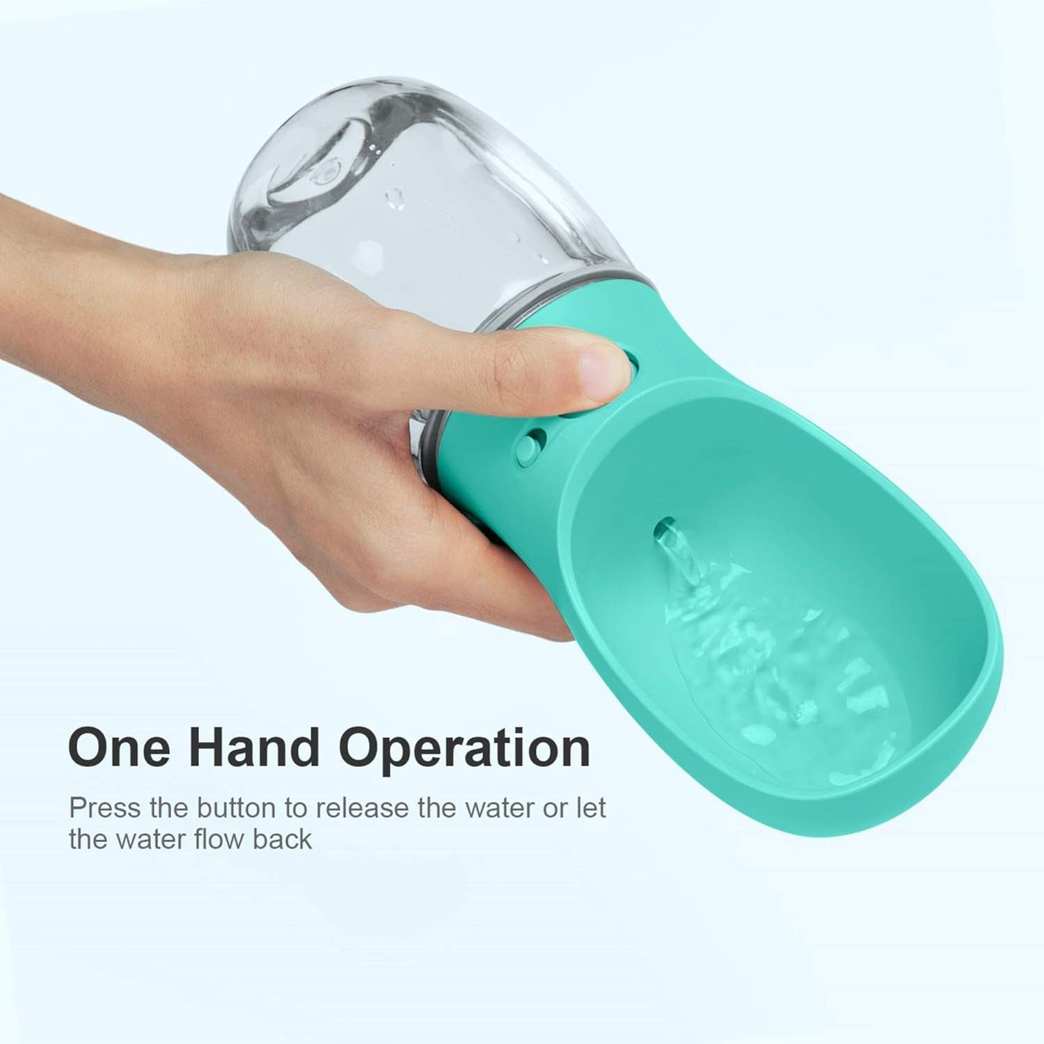 Portable Leak-Proof Dog Water Bottle with Drinking Feeder for Travel - 12oz Teal