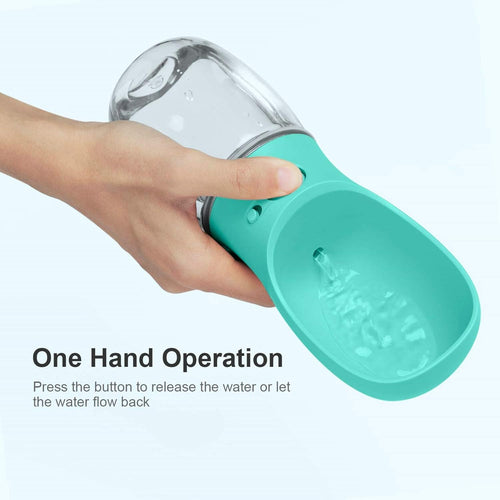 Portable Leak-Proof Dog Water Bottle with Drinking Feeder for Travel - 12oz Teal